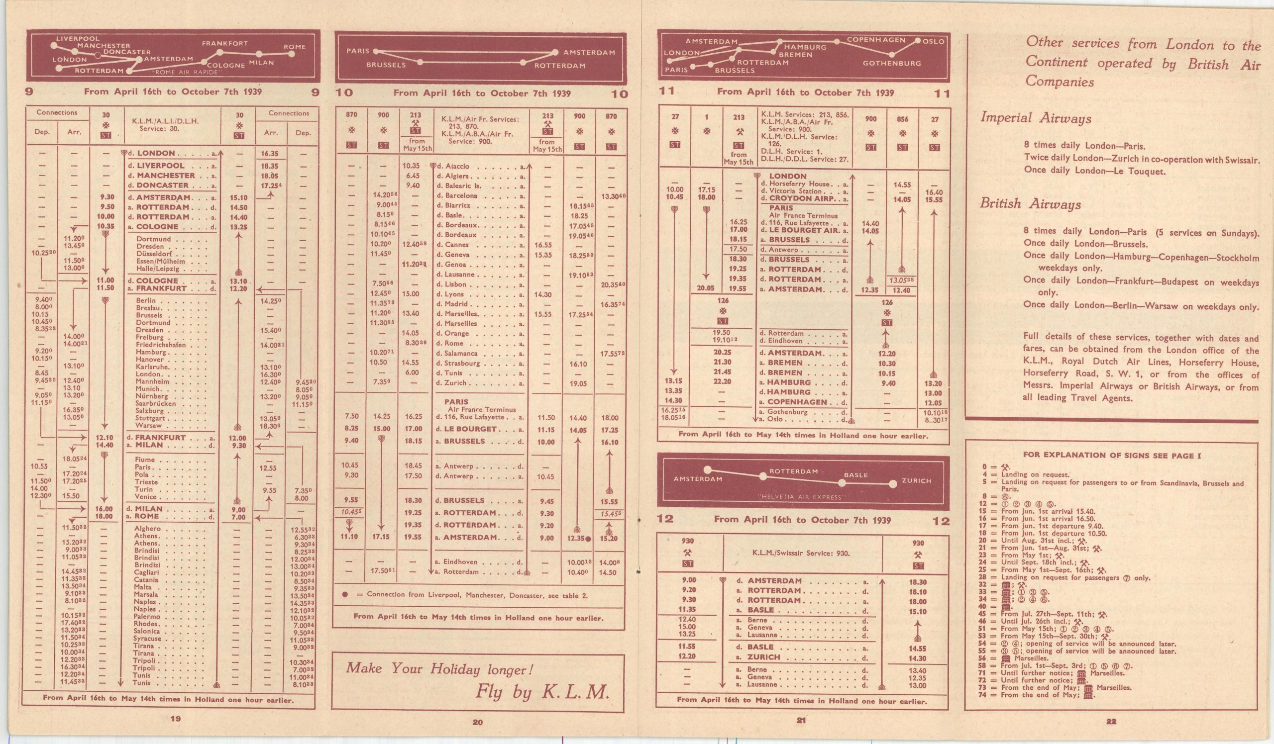 Royal Dutch Airlines KLM Summer Service 1939 - Image 6