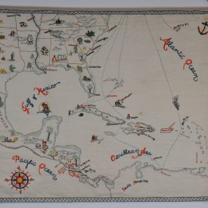 Embroidered Map of Southeast United States and Caribbean