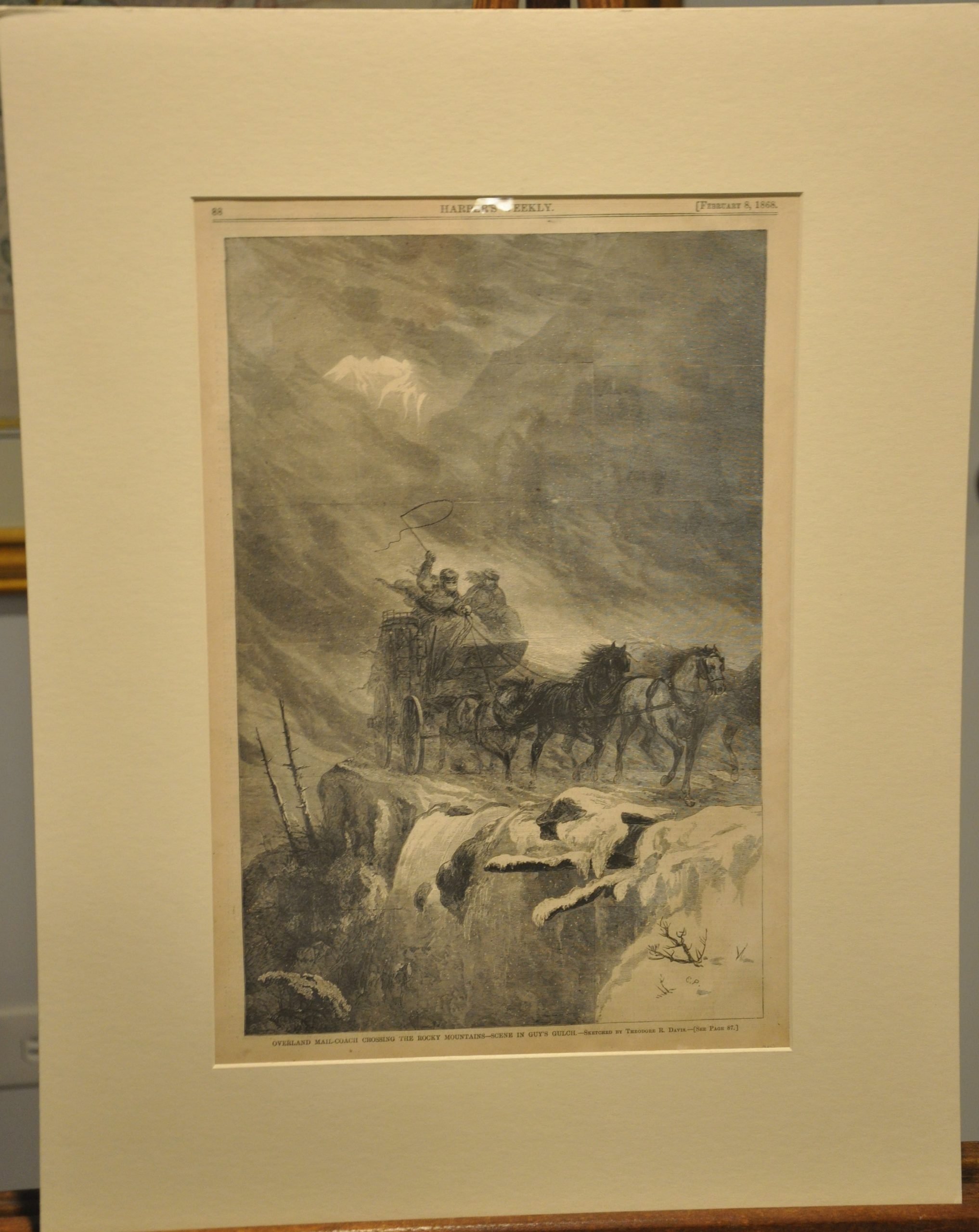 Overland Mail-Coach Crossing the Rocky Mountains