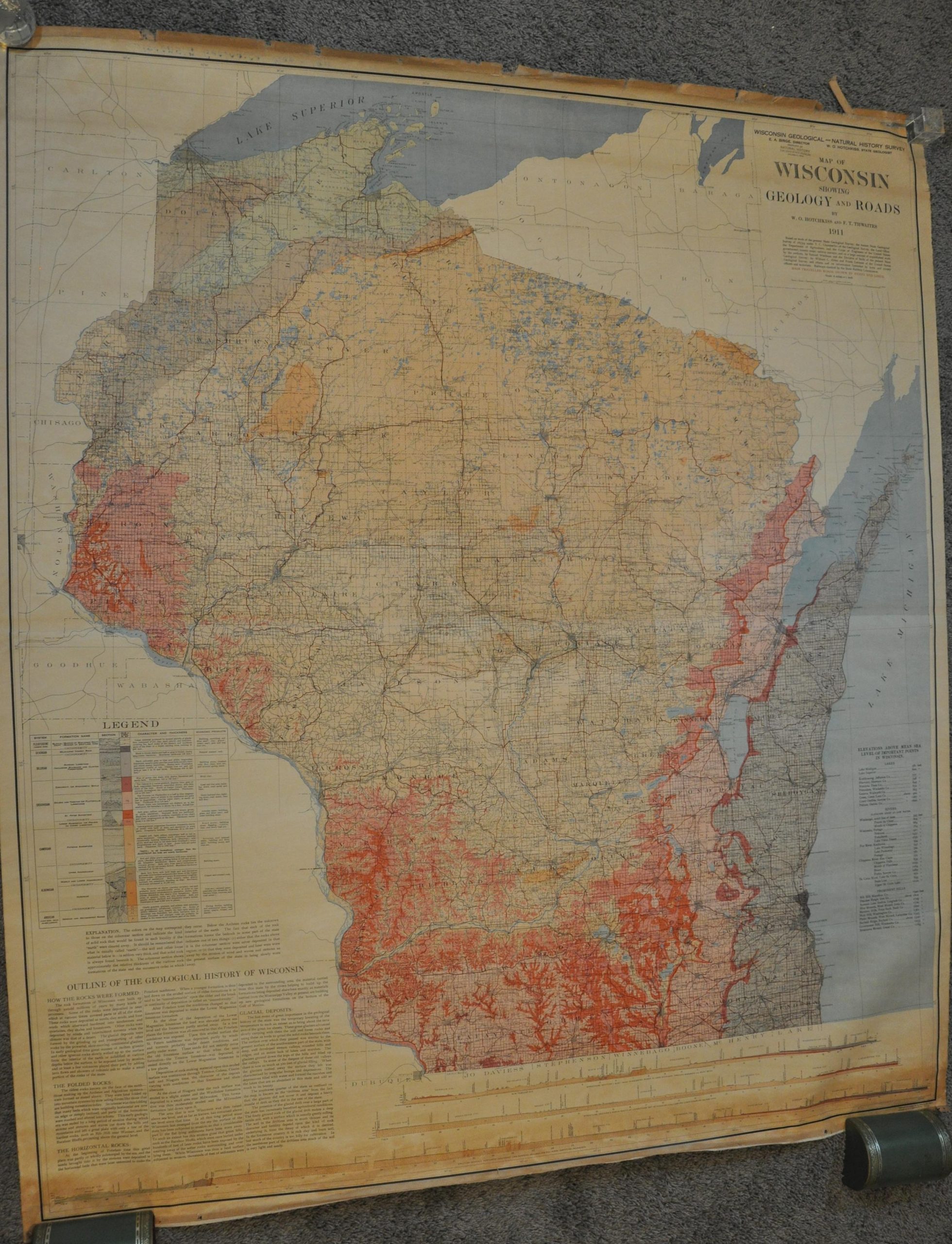 Map of Wisconsin Showing Geology and Roads - Image 5