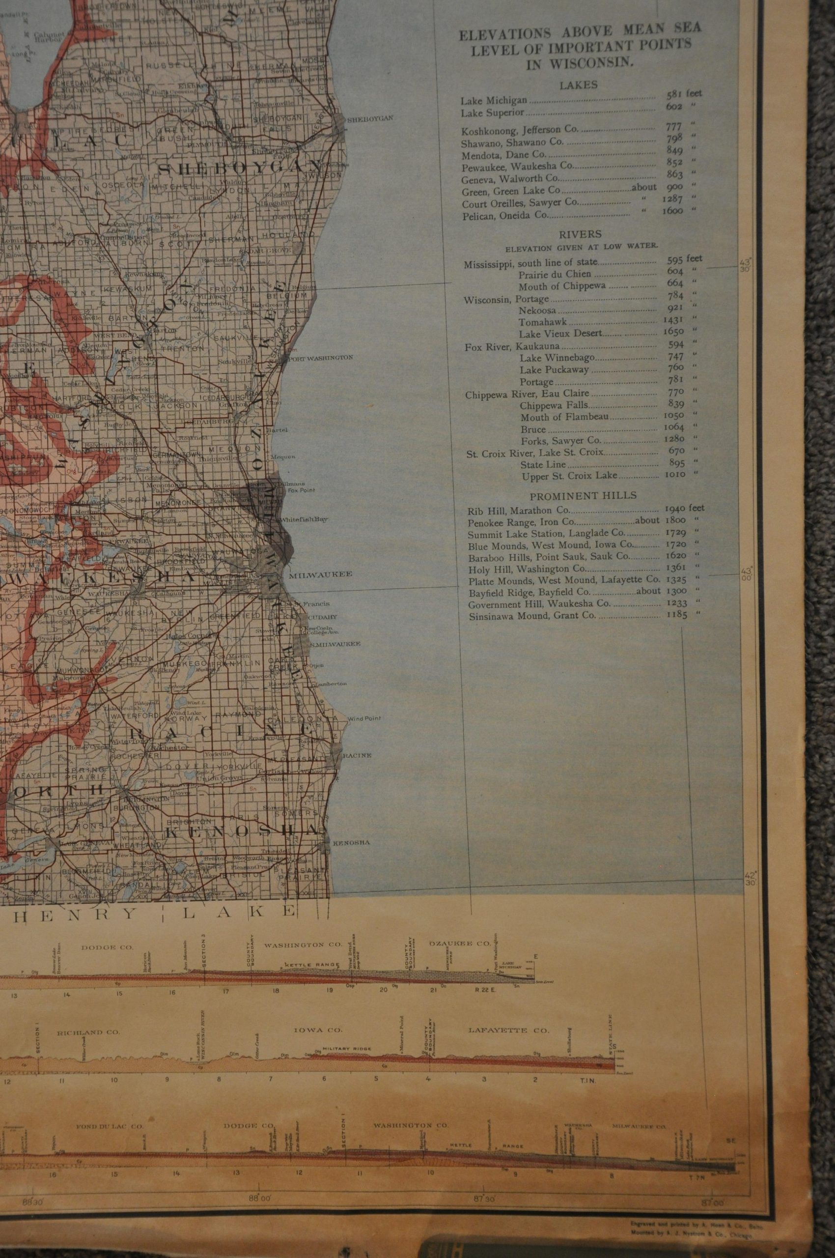 Map of Wisconsin Showing Geology and Roads - Image 3