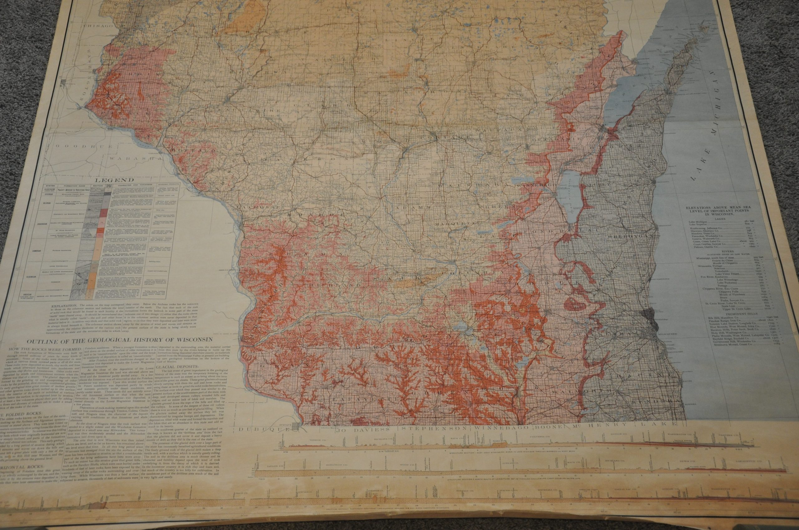 Map of Wisconsin Showing Geology and Roads - Image 4