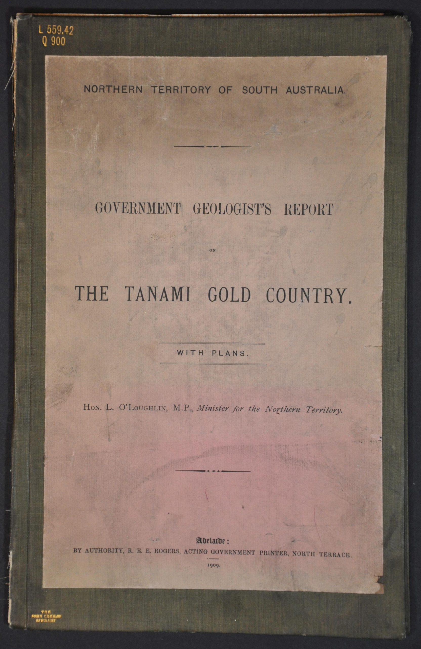 Government Geologist's Report on the Tanami Gold Country - Image 2