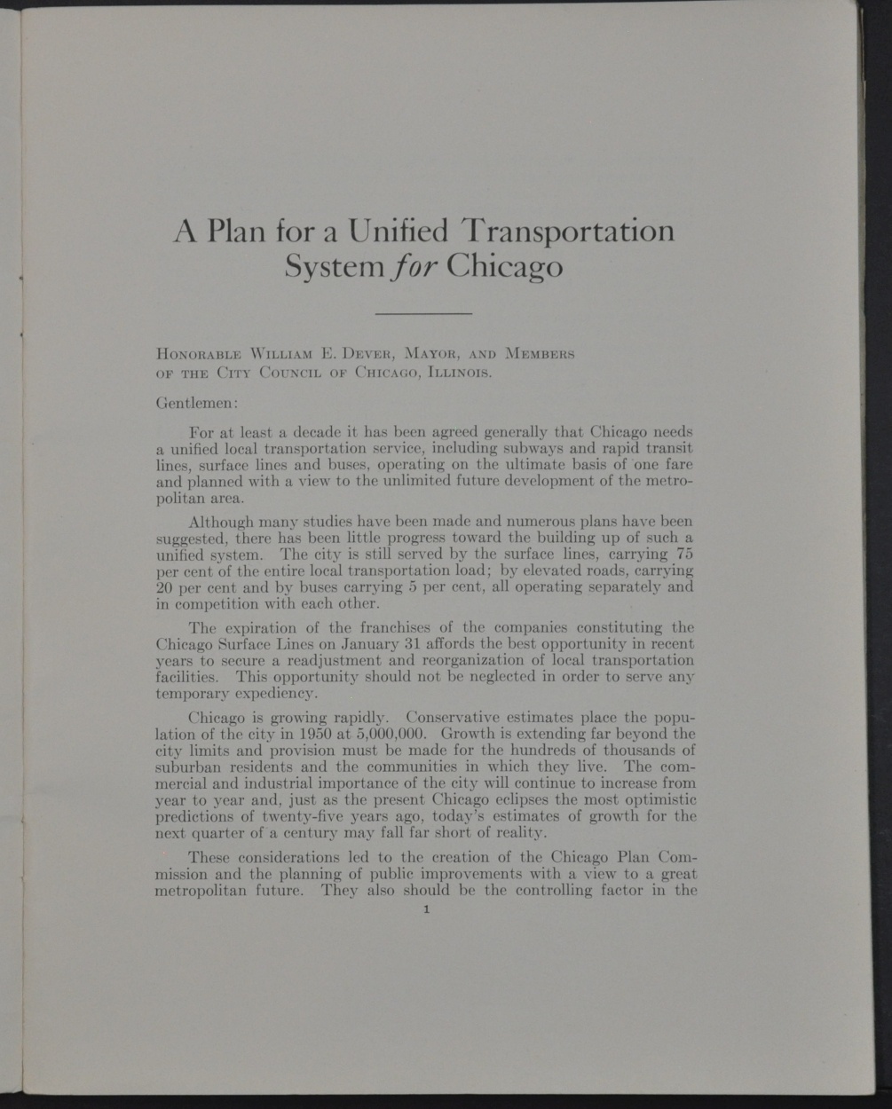 A Plan for a Unified Transportation System for Chicago
