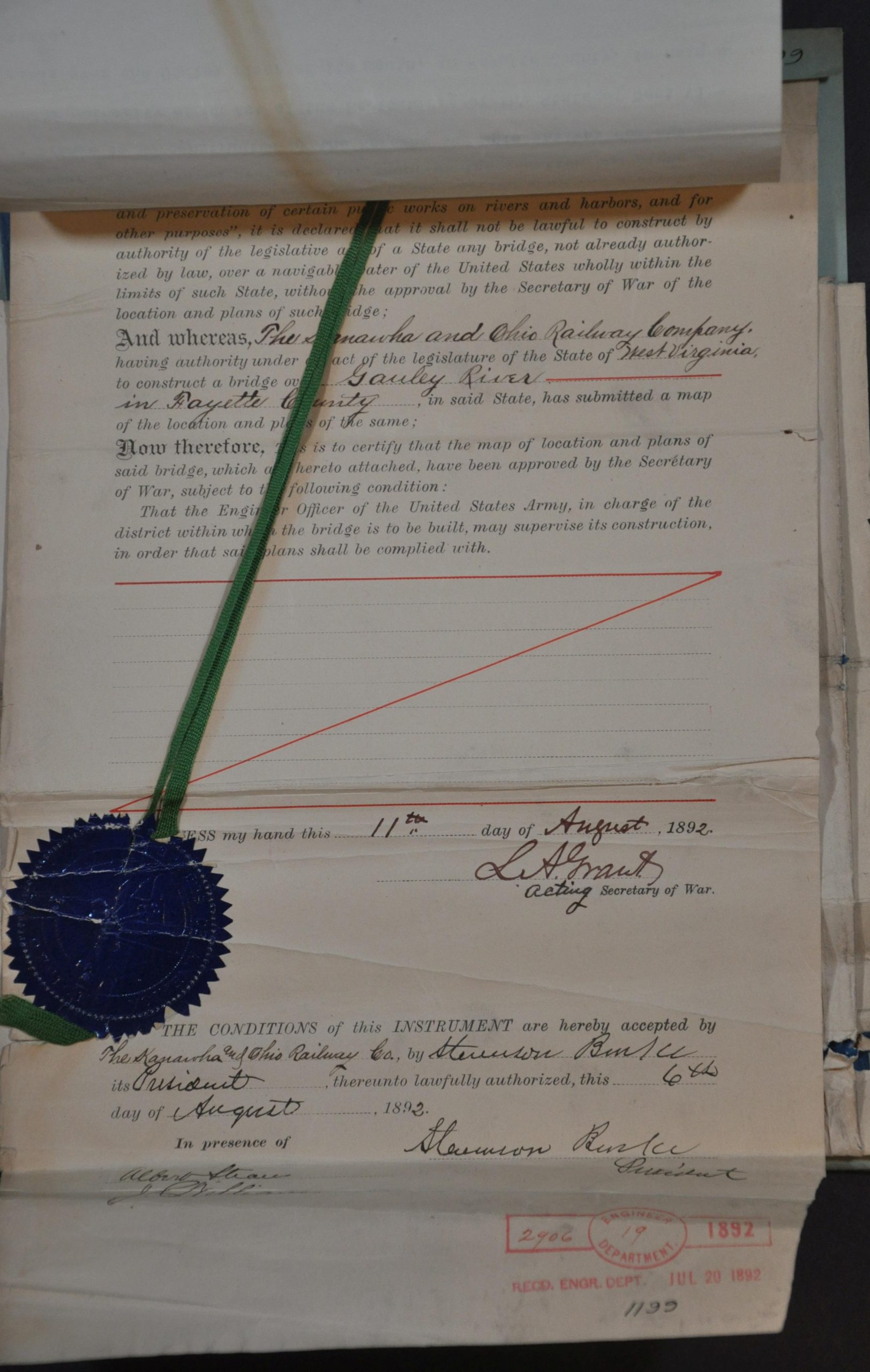 Kanawha & Michigan Ry. Map and Plan of Bridge for Crossing Gauley River - Image 3
