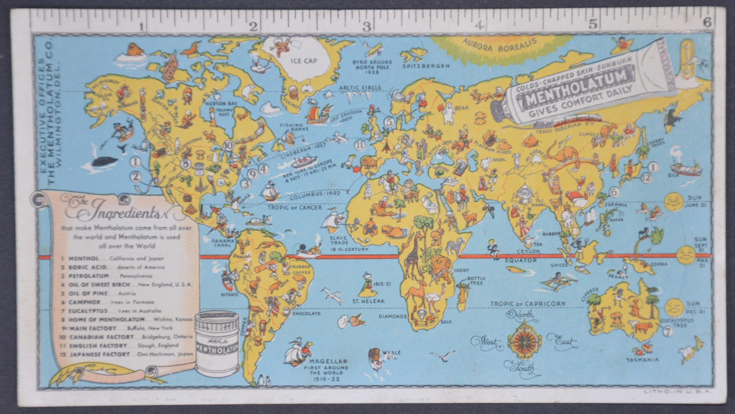 [Mentholatum Pictorial Map Ink Blotter] - Curtis Wright Maps