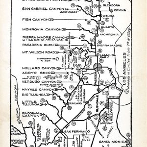 Automobile Road Map from Los Angeles to Canyons