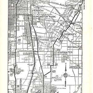 Automobile Road Map from Los Angeles and Pasadena to Long Beach and San Pedro