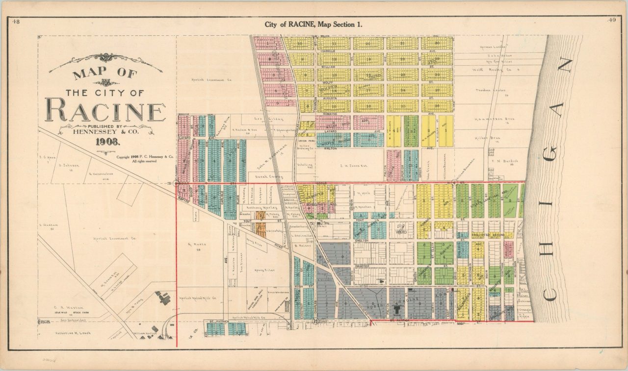 Map of the City of Racine - Curtis Wright Maps