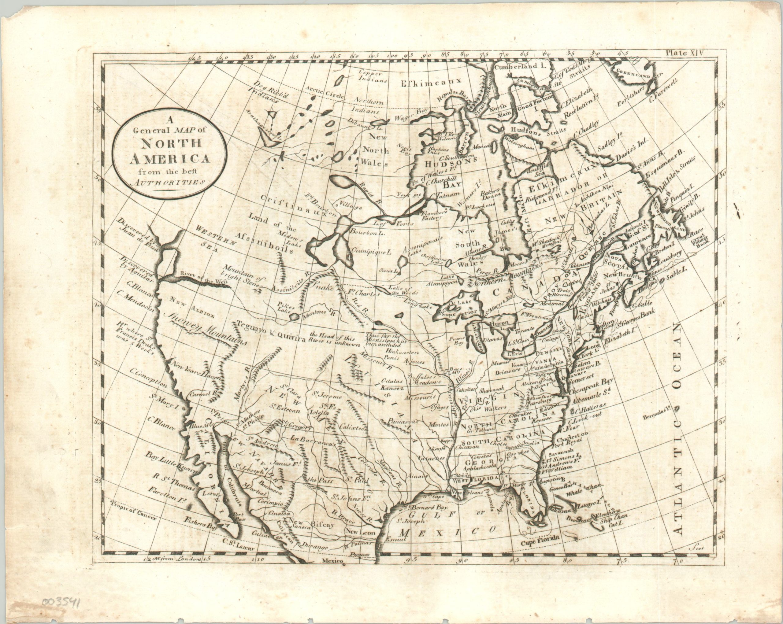 A General Map of North America from the best Authorities