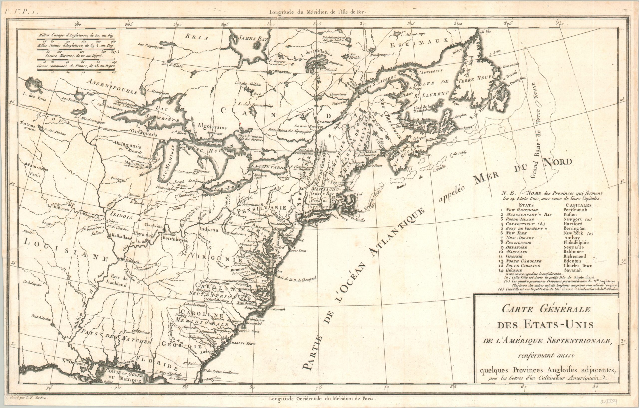 Carte Generale des Etats-Unis de L'Amerique Septentrionale
