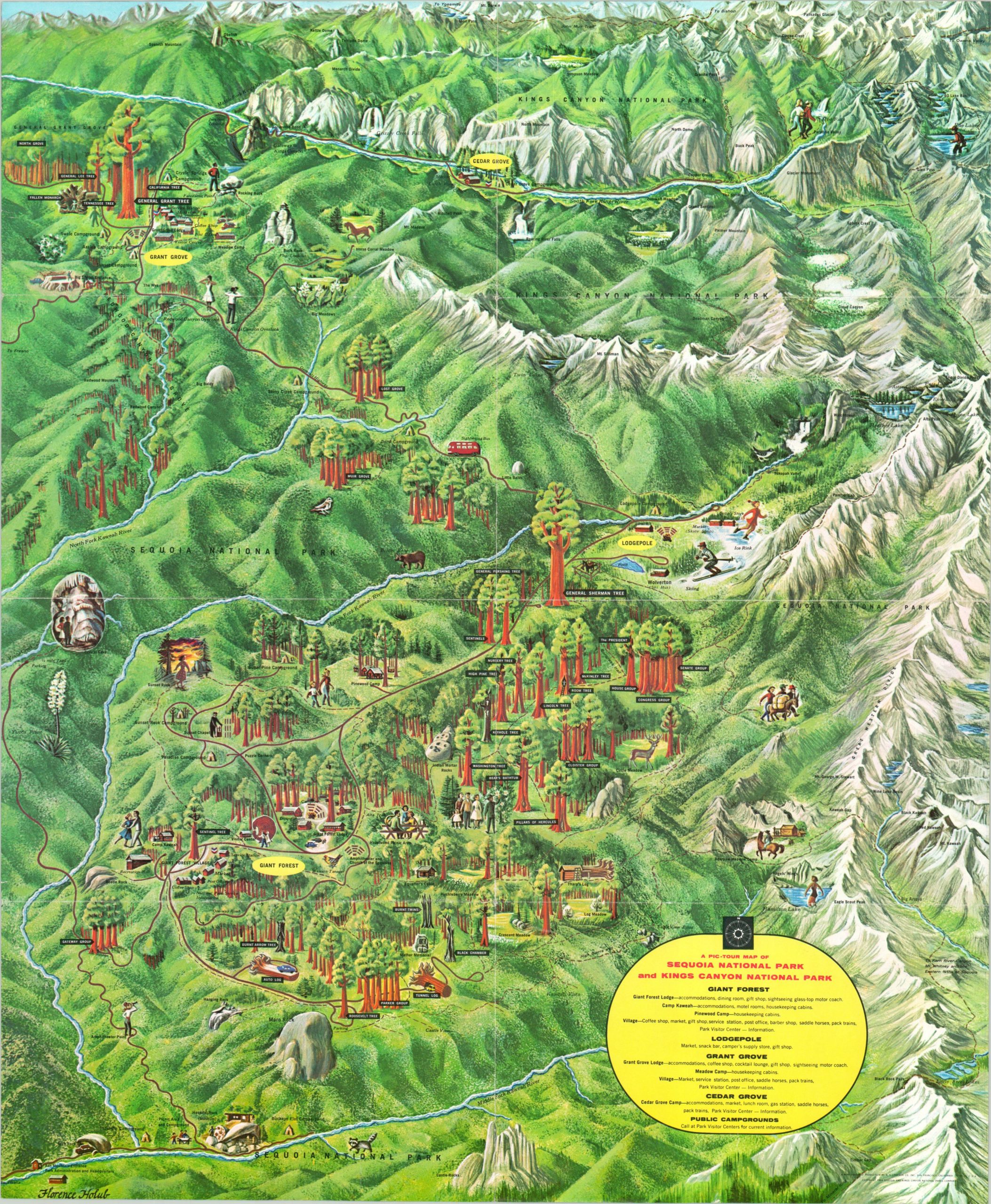 A Pic-Tour Map of Sequoia National Park and Kings Canyon National Park