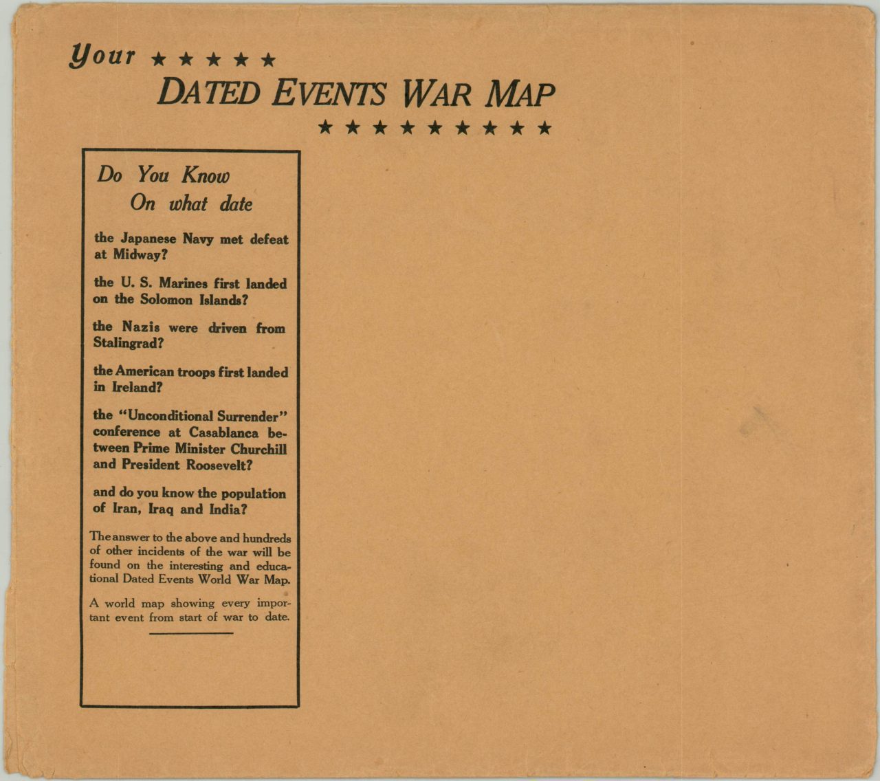 Dated Events War Map - 25th Edition - Curtis Wright Maps