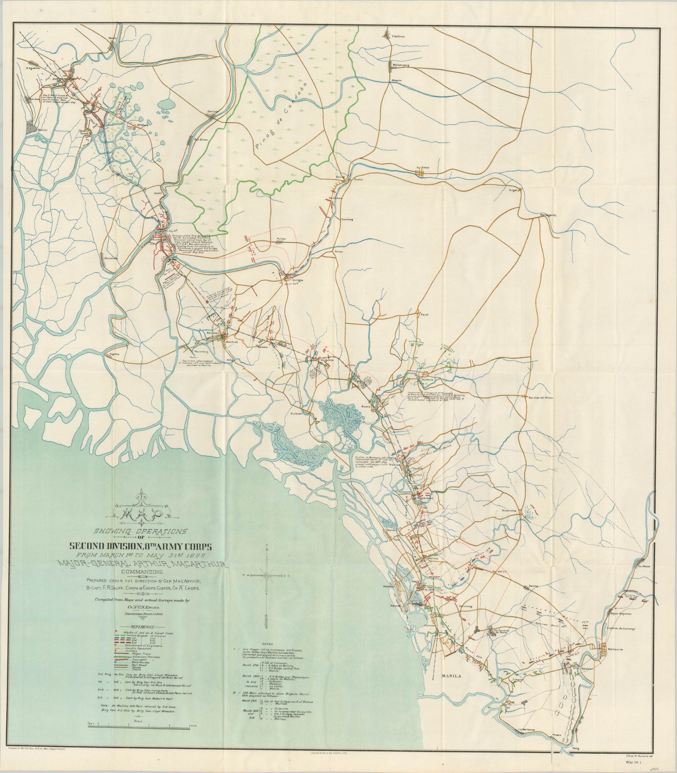 Map Showing Operations of Second Division, 8th Army Corps From March 1st to May 31st 1899