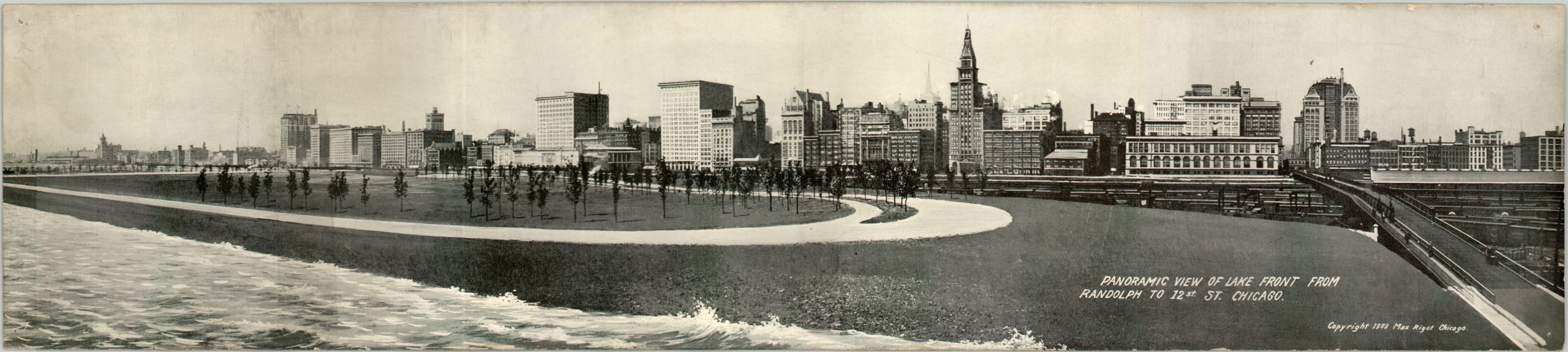 Panoramic View of Lake Front from Randolph to 12th Street Chicago.