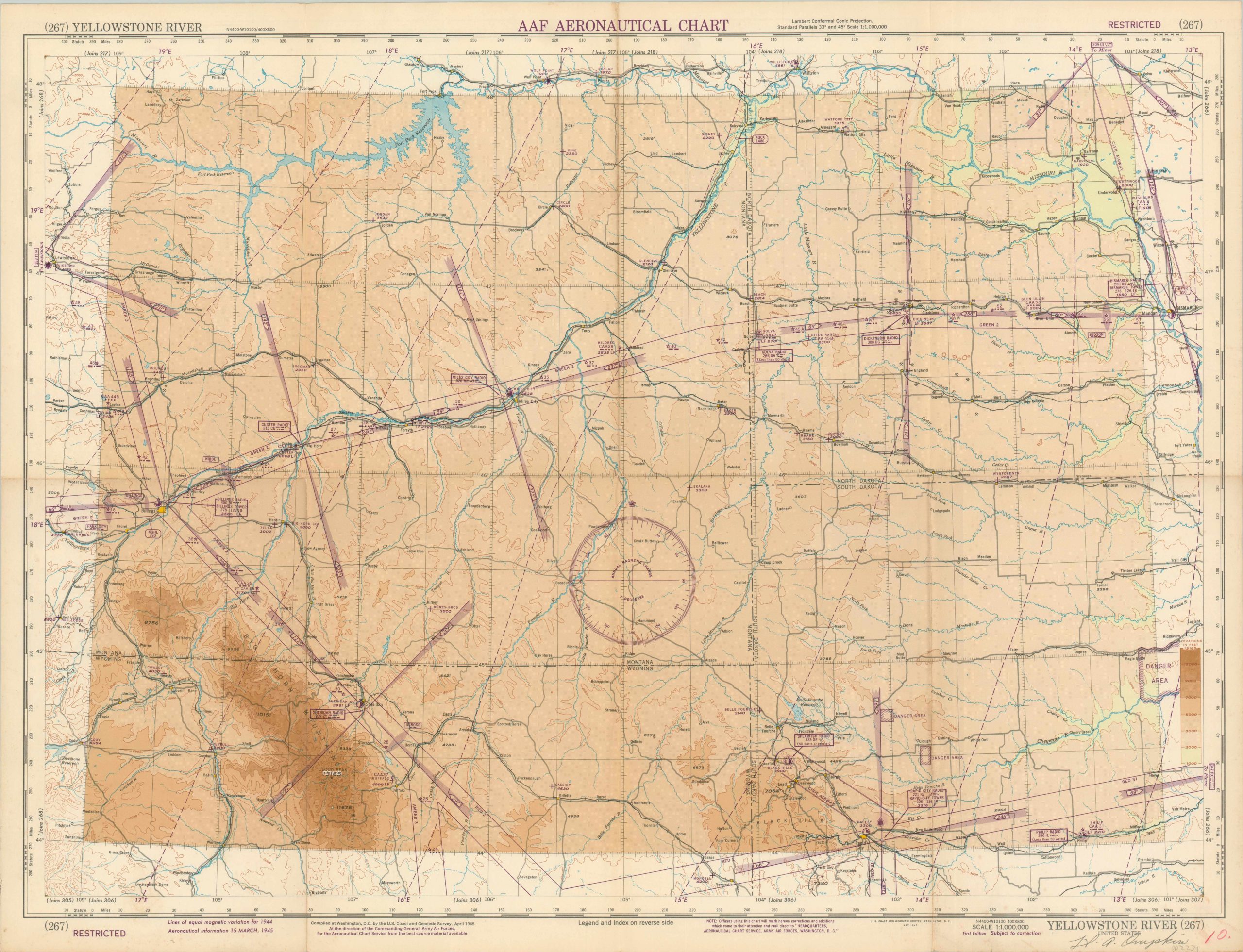 AAF Aeronautical Chart - Yellowstone River