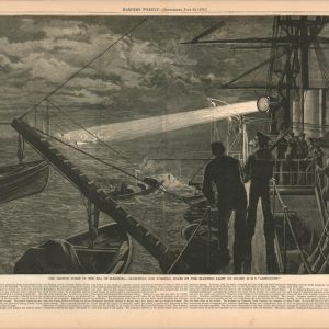 The British Fleet in the Sea of Marmora - Searching for Torpedo Boats by the Electric Light on board H.M.S. "Agincourt."