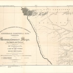 Reconnaissance Maps (Six Sheets and Profile) Showing the general features of the topography adjacent to the 49th parallel from the Lake of the Woods to the Rocky Mountains.