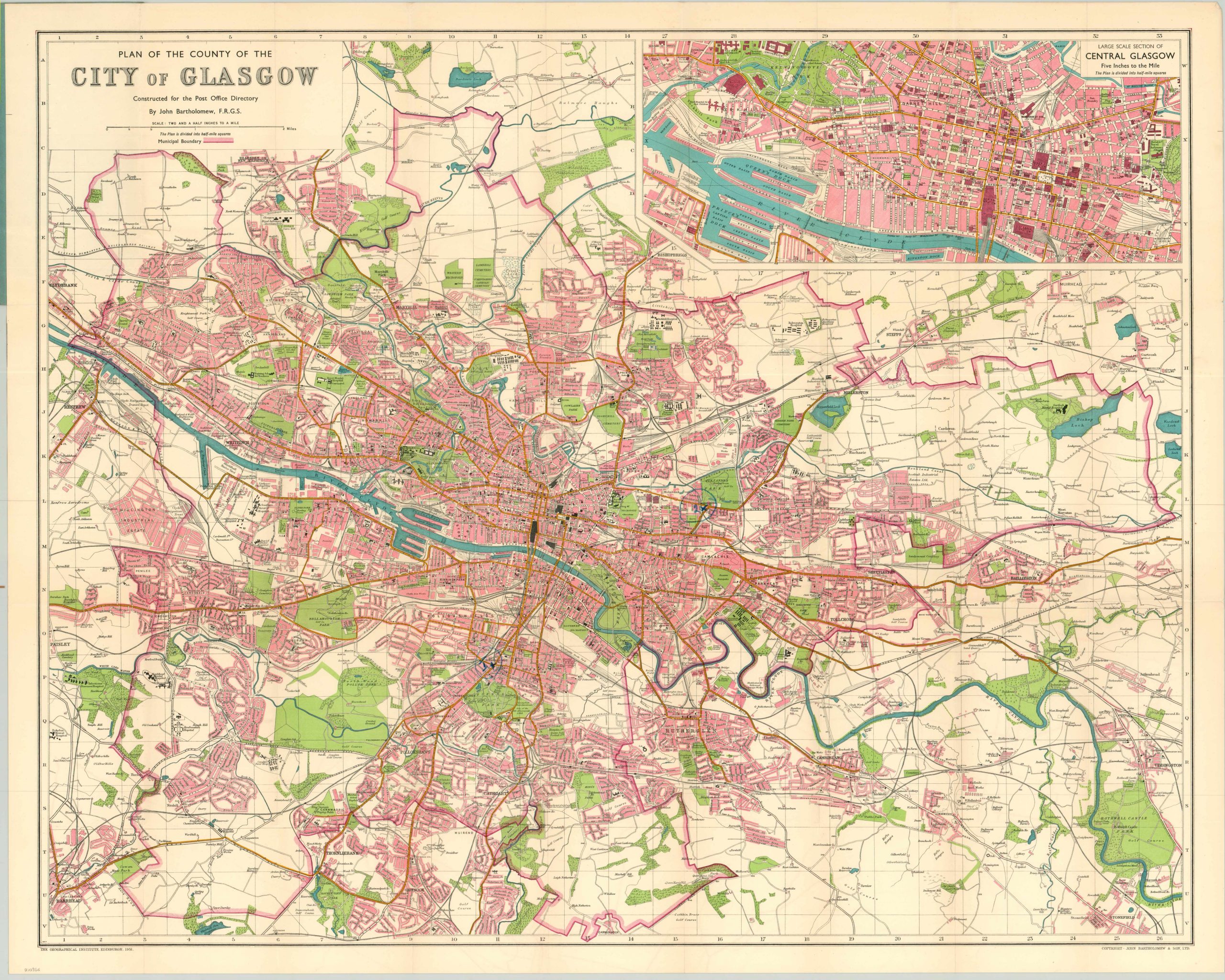 Plan of the County of the City of Glasgow - Curtis Wright Maps