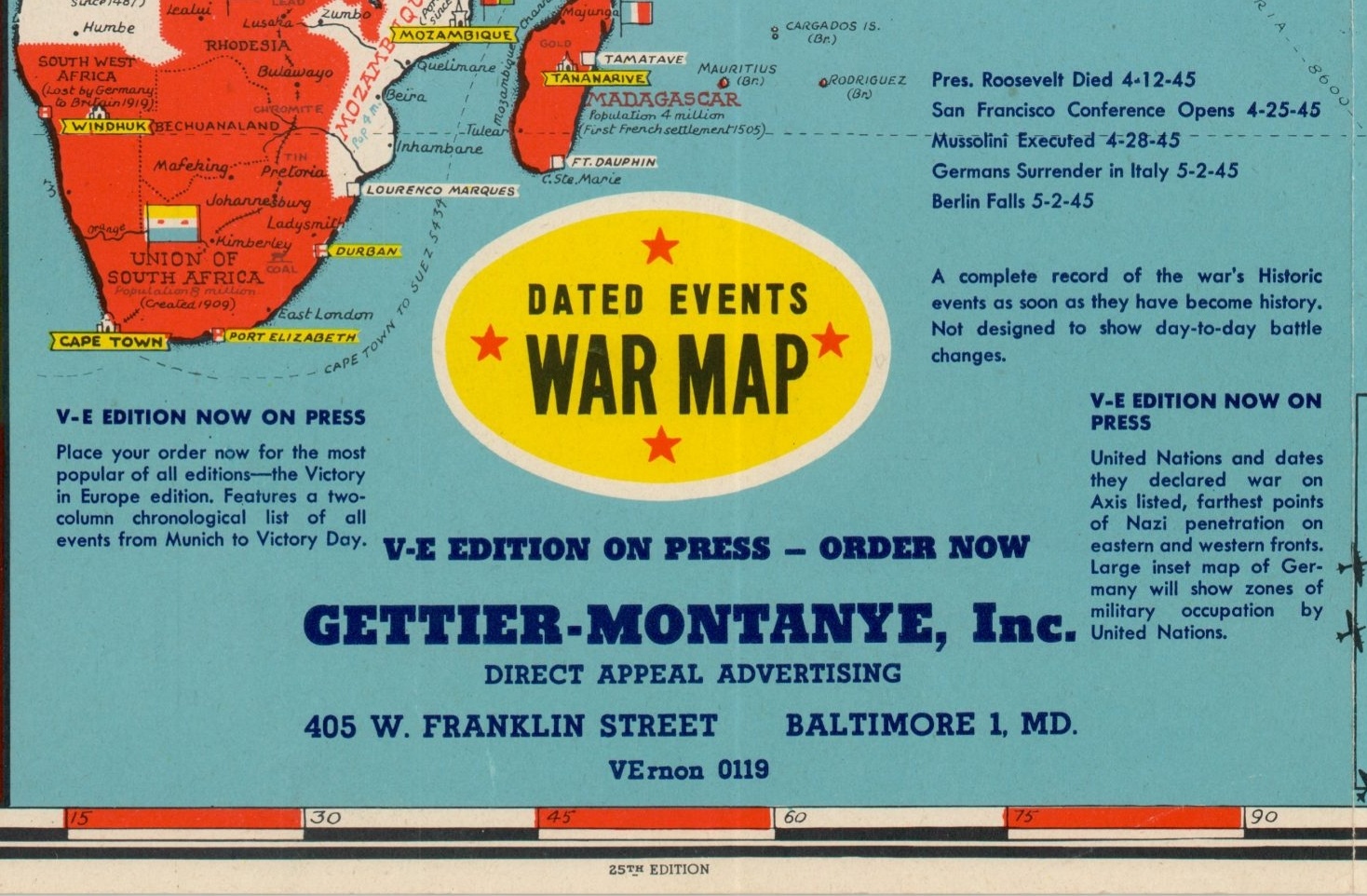 Dated Events War Map - 25th edition - Curtis Wright Maps