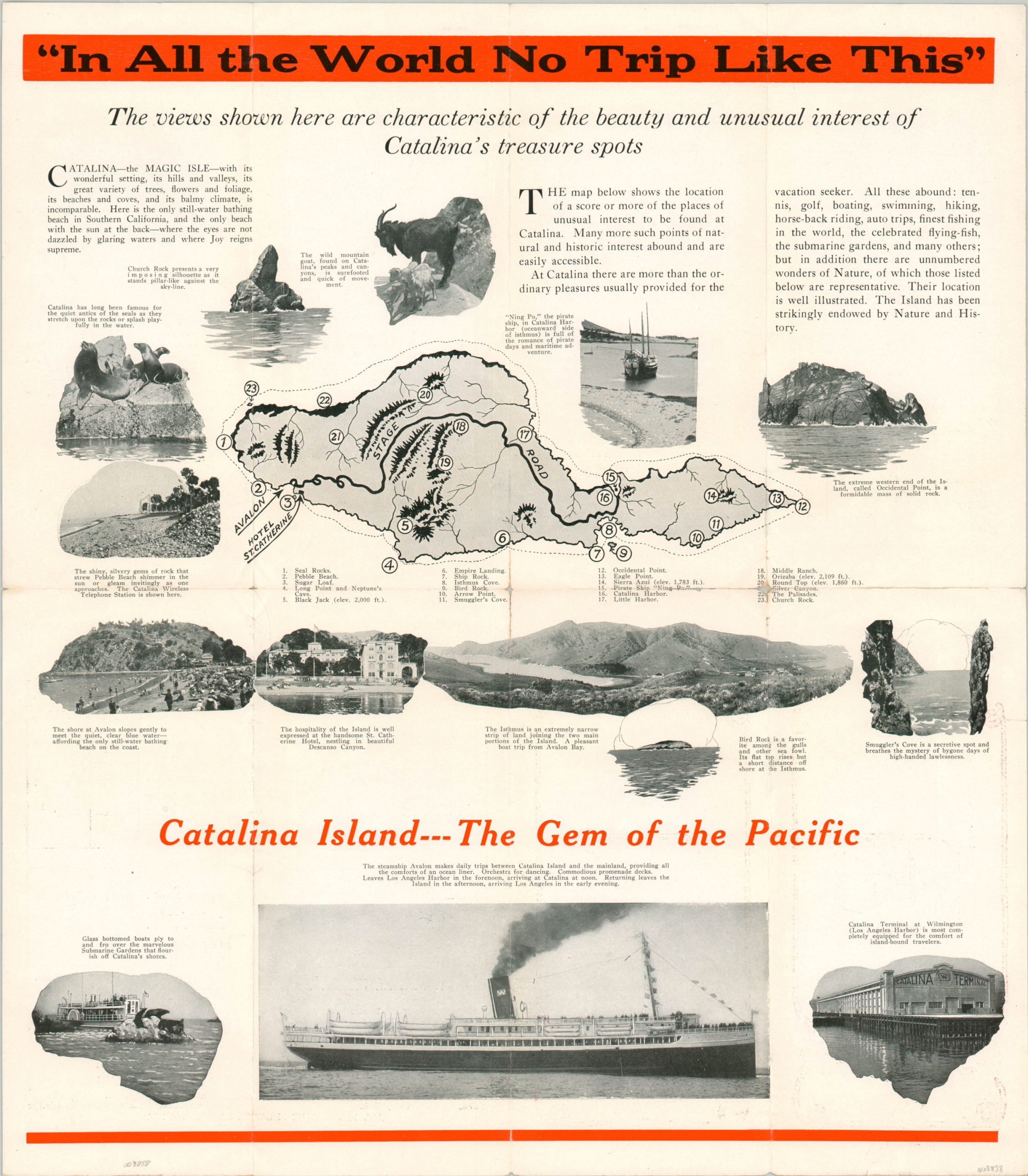 Catalina Island Descriptive Timetable on Verso] | Curtis Wright Maps