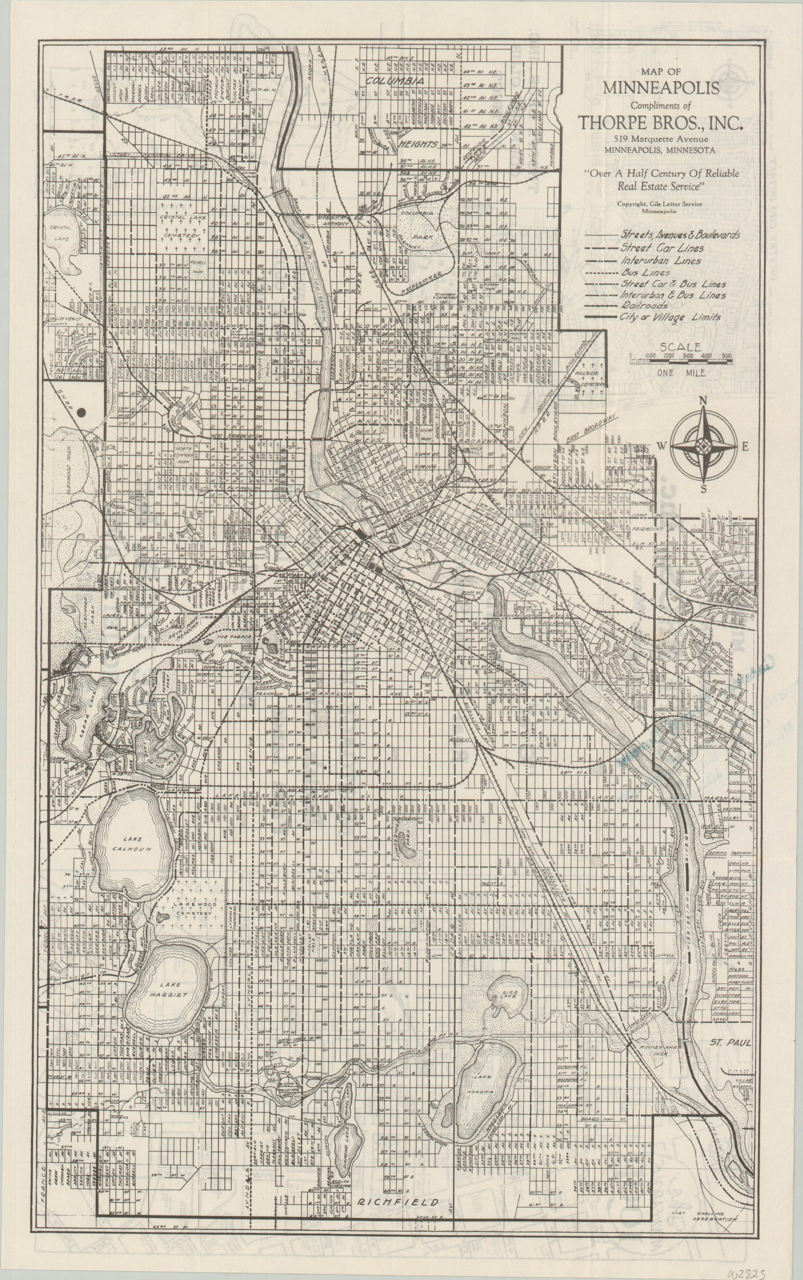 Map of Minneapolis Compliments of Thorpe Bros., Inc.