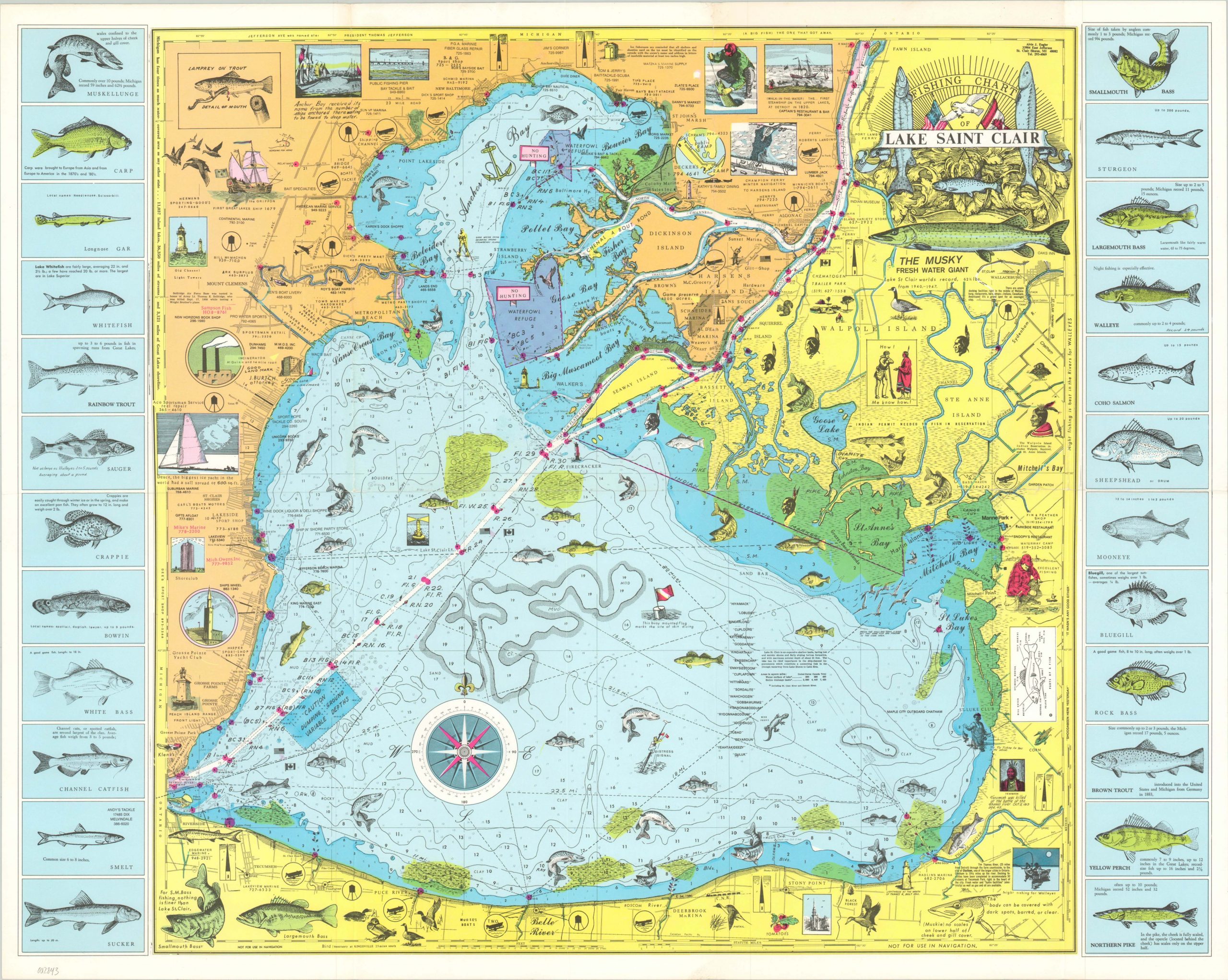 Fishing Chart of Lake Saint Clair – Curtis Wright Maps