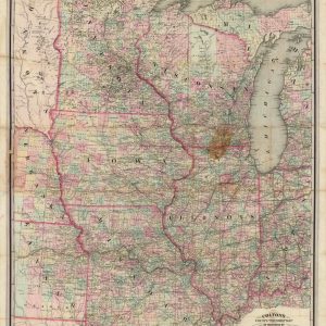 Colton's County and Townships Map of the States of Illinois, Wisconsin, Minnesota, Iowa and Missouri.