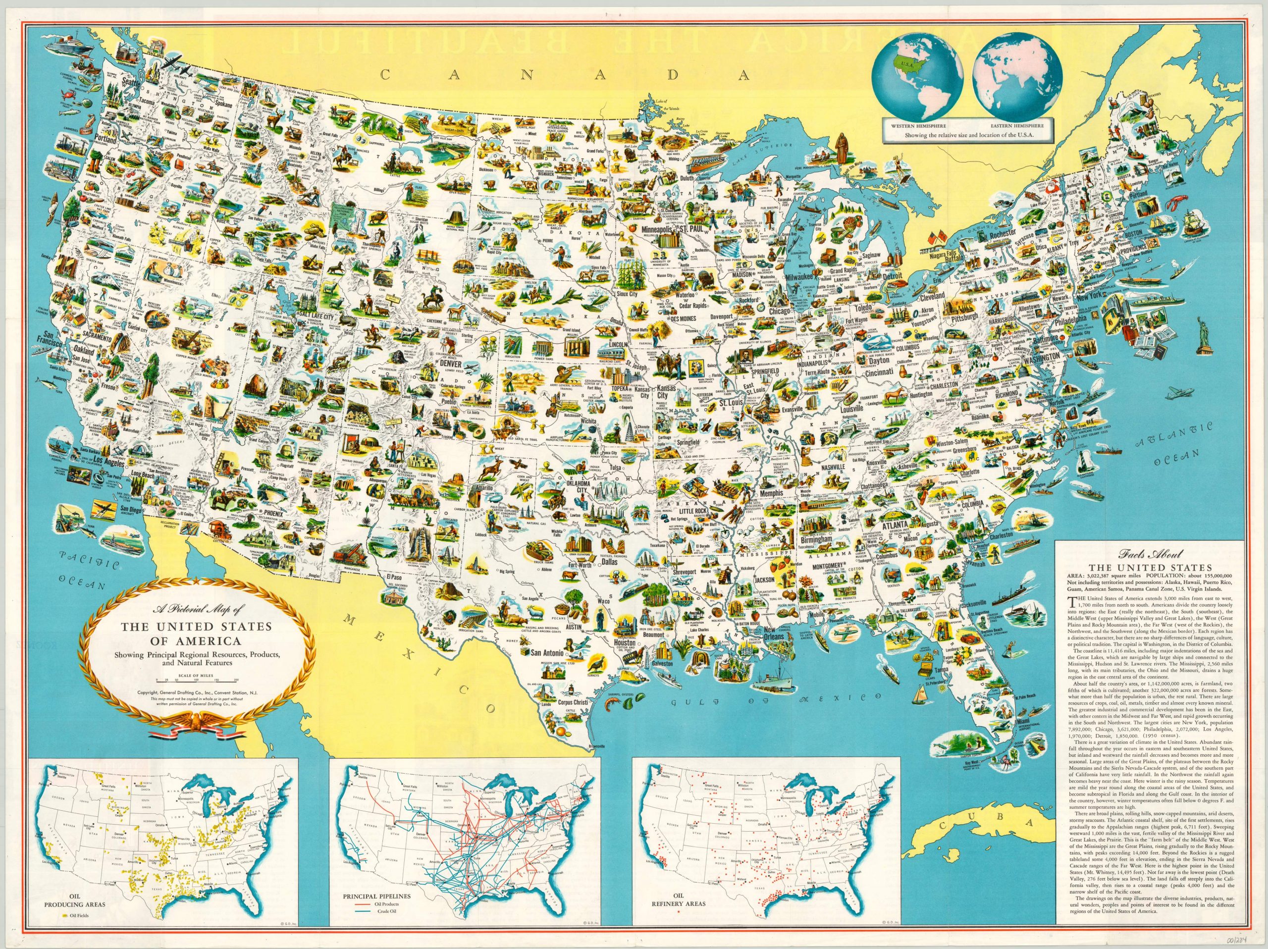 A Pictorial Map Of The United States Curtis Wright Maps