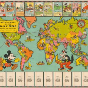 Boys and Girls! Eat More N.B.C. Bread [Mickey Mouse Globetrotter Map]