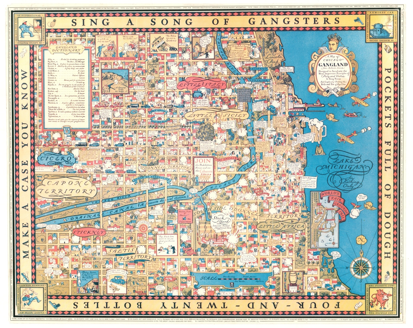 1931 Map of Chicago's Gangland from Authentic Sources . 