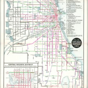 Map of Chicago Surface Lines Showing Routes Serving Century of Progress Exposition and Points of Interest in the City