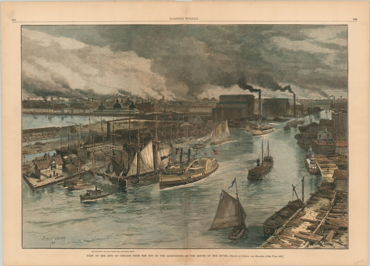 View of the City of Chicago from the Top of the Light House at the Mouth of the River