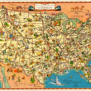 A Good Natured Map of the United States Calling Forth the Services of the Greyhound Lines