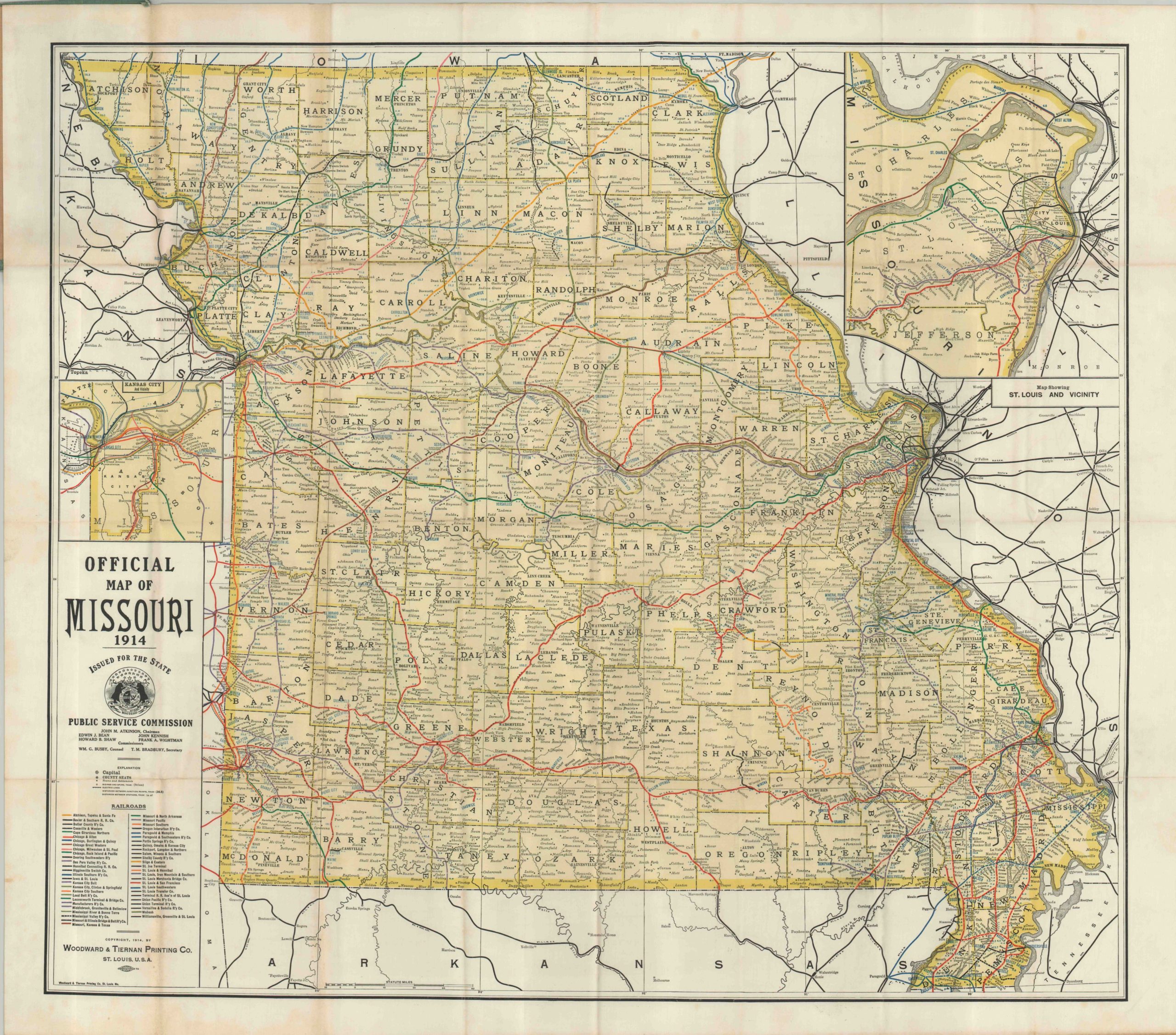 Public Service Commission Map of Missouri Curtis Wright Maps