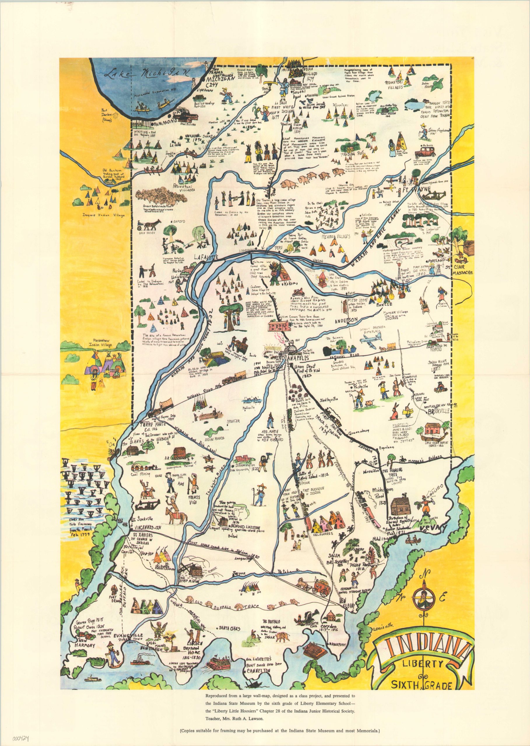 Indianamap Pretty Indiana - Curtis Wright Maps