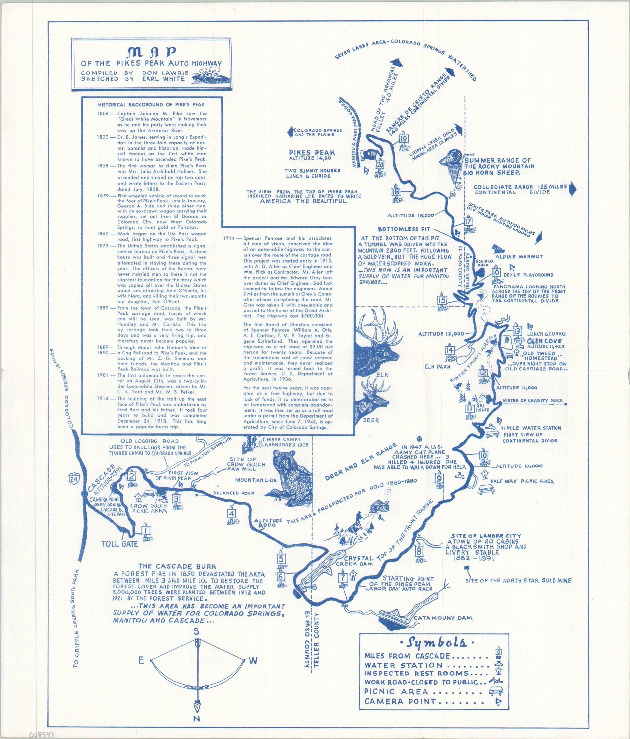 Map of the Pikes Peak Auto Highway
