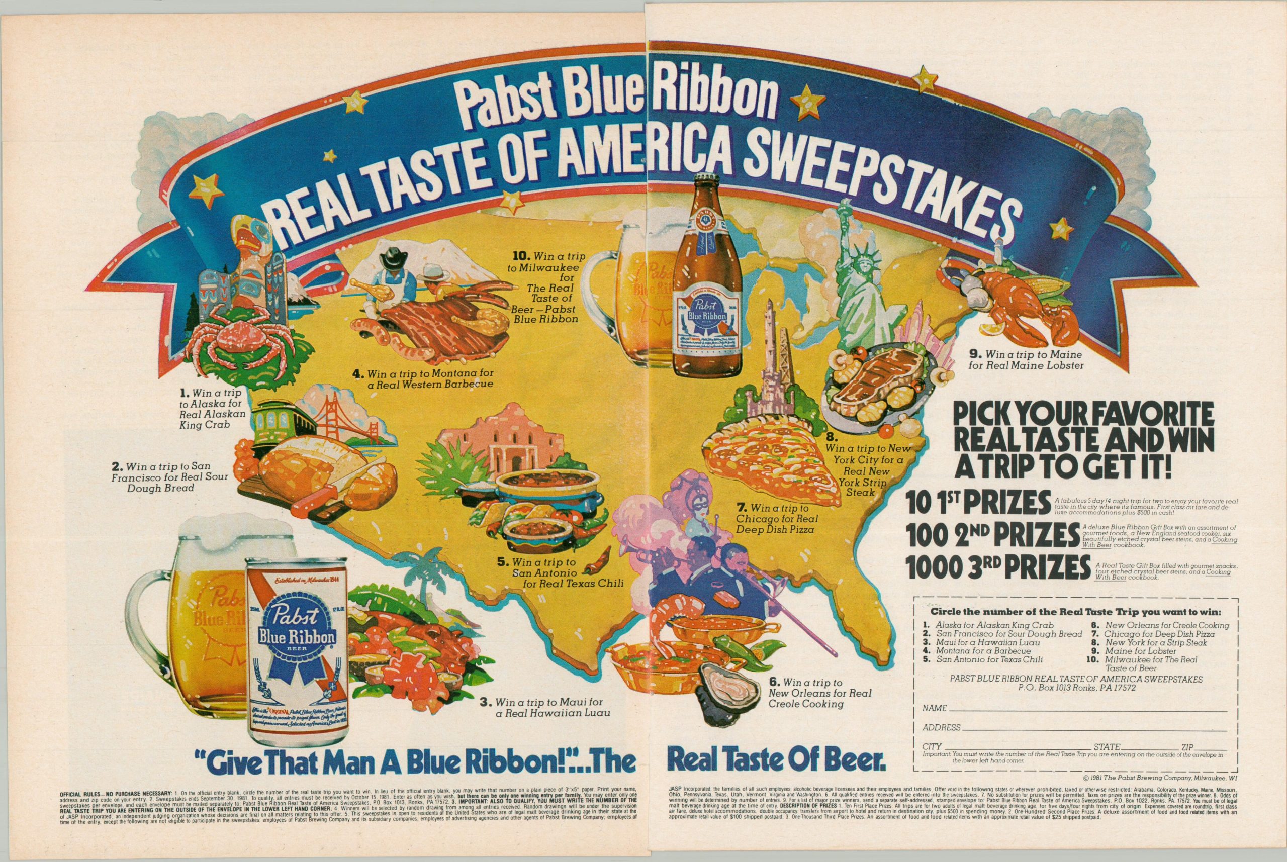 Pabst Blue Ribbon Real Taste of America Sweepstakes