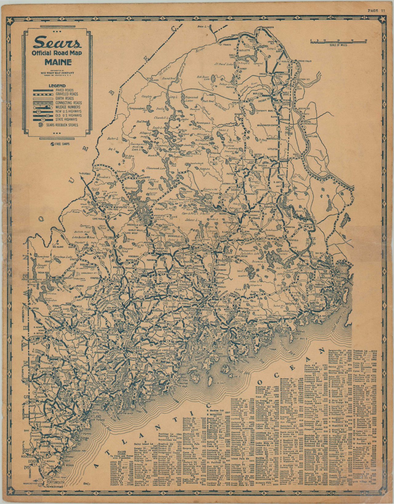 Sears Official Road Map Michigan [and Maine] - Curtis Wright Maps