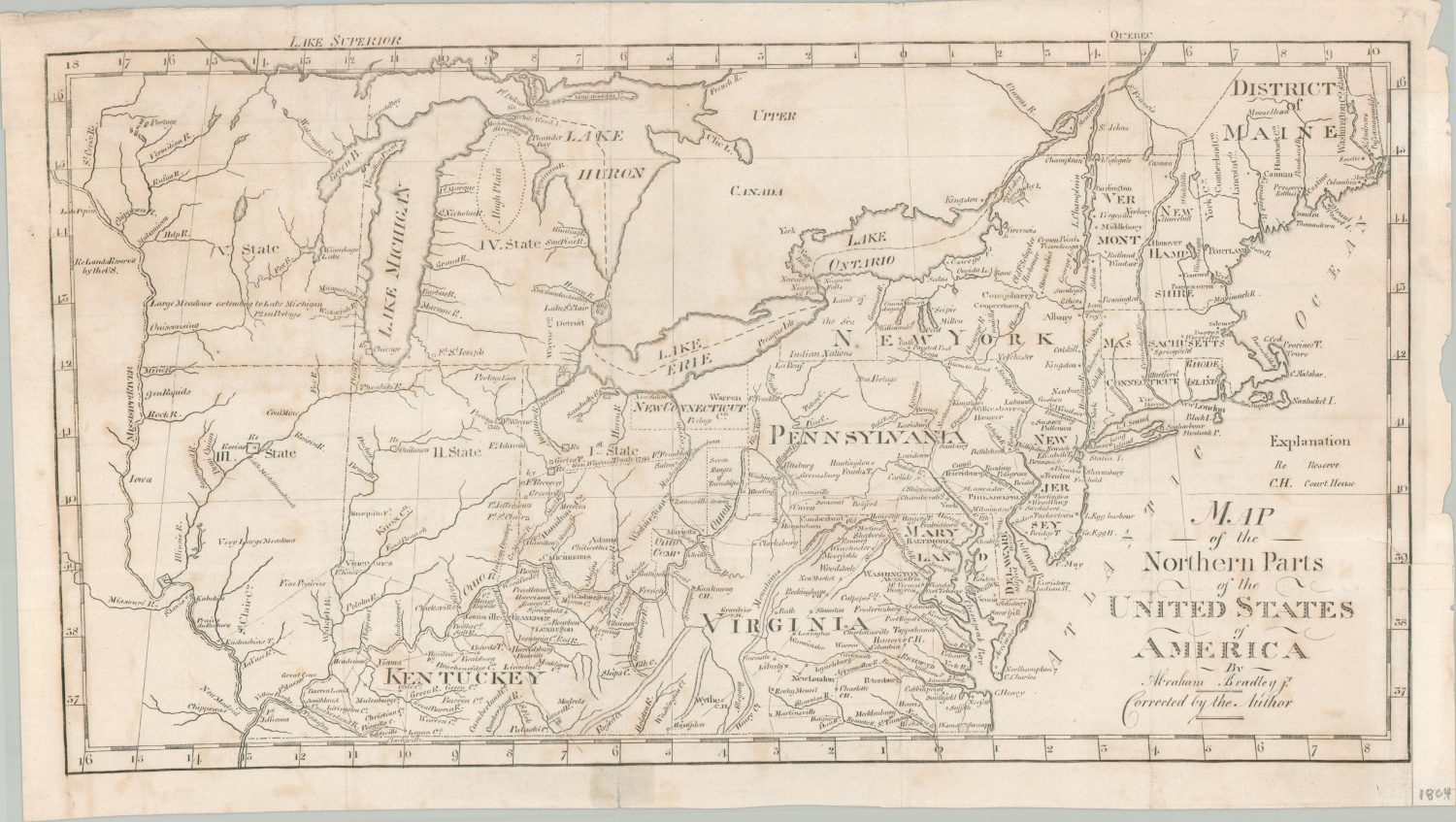 Map of the Northern Parts of the United States of America - Curtis ...