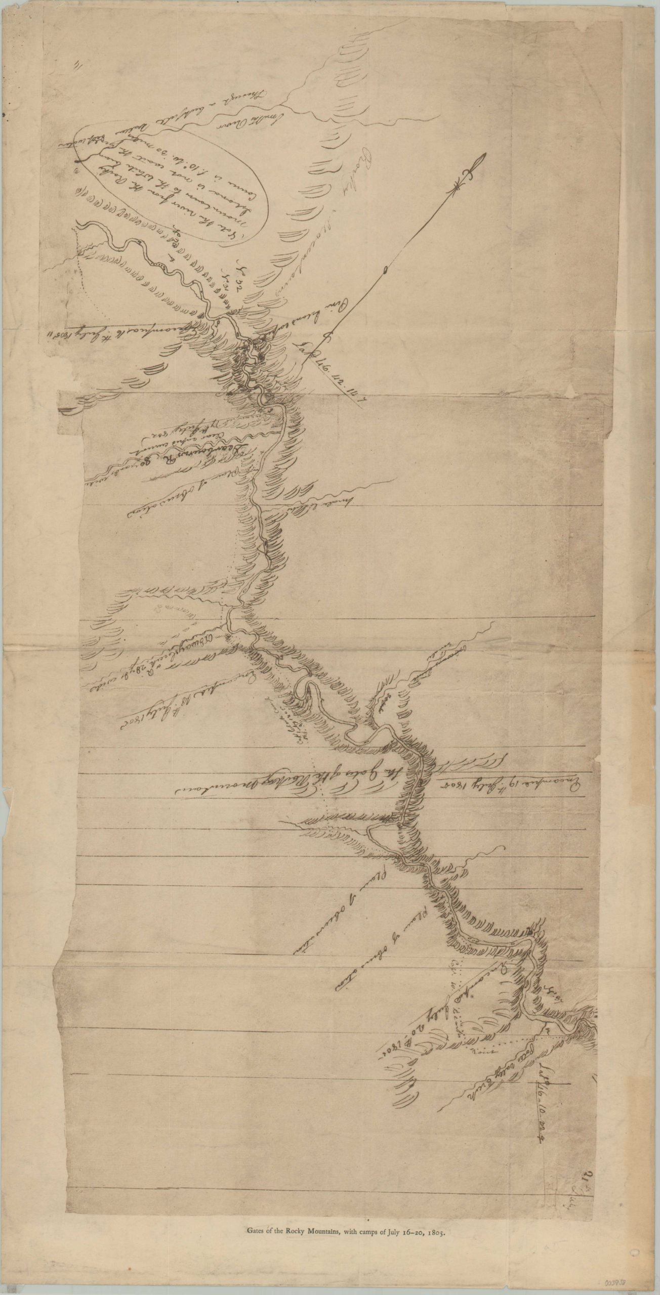 Gates of the Rocky Mountains, with camps of July 16-20, 1805.