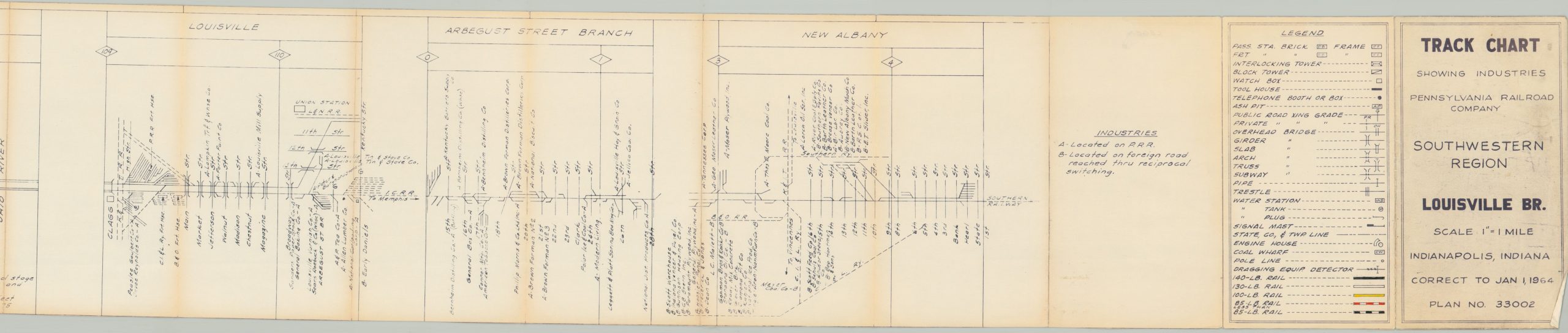 Track Chart Showing Industries Pennsylvania Railroad Company Southwestern Region Louisville Br. - Image 6