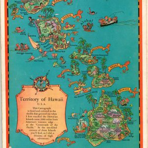 Colored Cartograph Map Folder with Aloha and Cordial Greetings from Hawaii U.S.A.