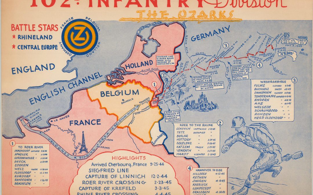 [Map and Print Block of the 102nd Infantry Division]