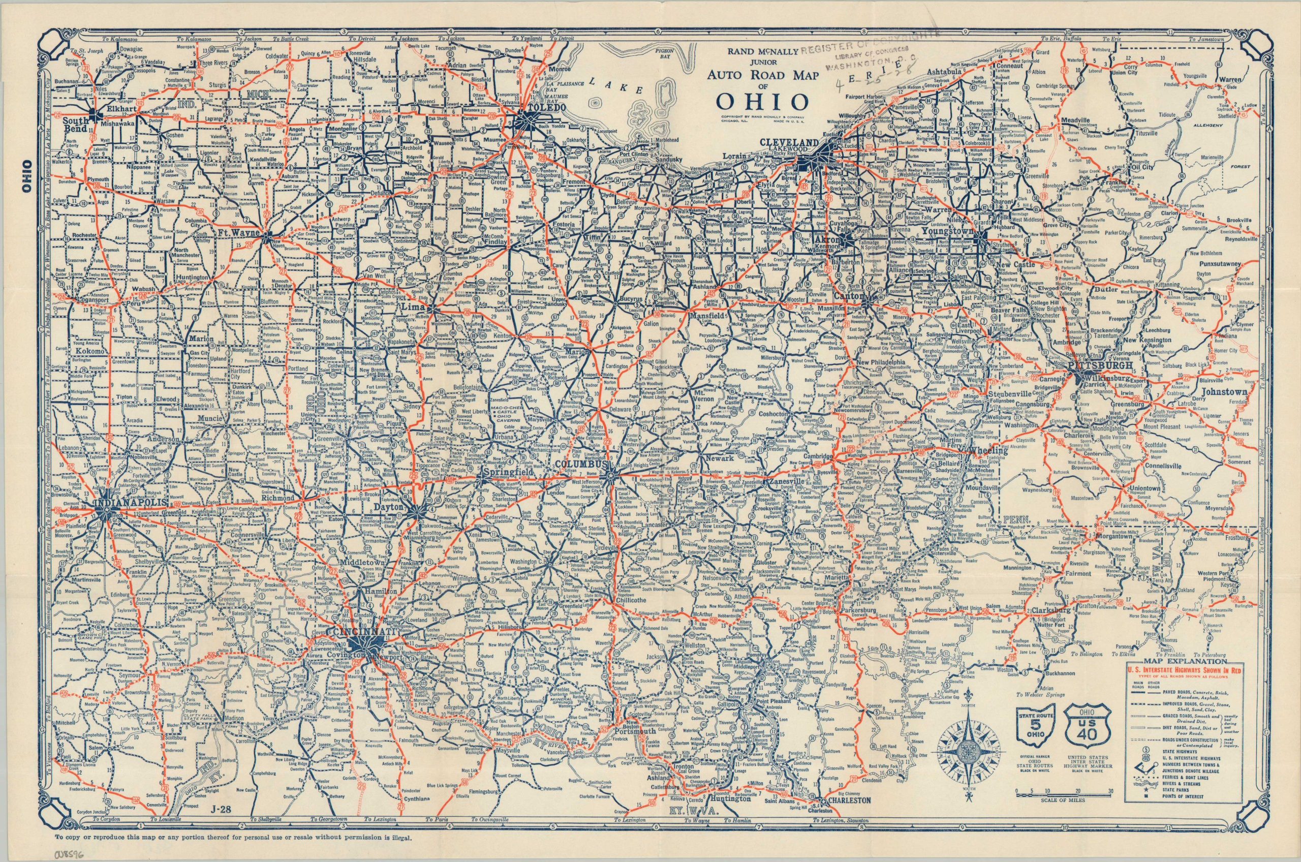 Rand McNally Junior Auto Road Map of Ohio