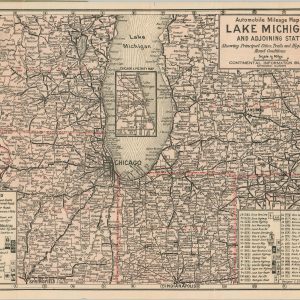Automobile Mileage Map of Lake Michigan and Adjoining States