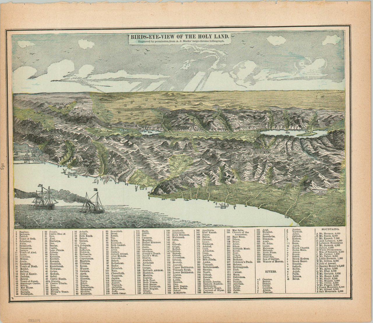 Birds-Eye-View of the Holy Land - Curtis Wright Maps
