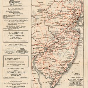 Auto Road Map of New Jersey & Eastern Penna. Showing Main Routes