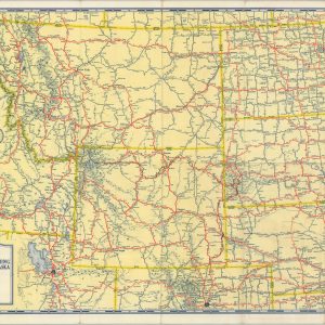 Litening Highway Map of Montana - Idaho - Wyoming - N. Dakota - S. Dakota - Nebraska