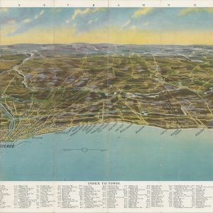 Birds-eye View Map Showing Automobile Routes of Chicago and adjacent country.